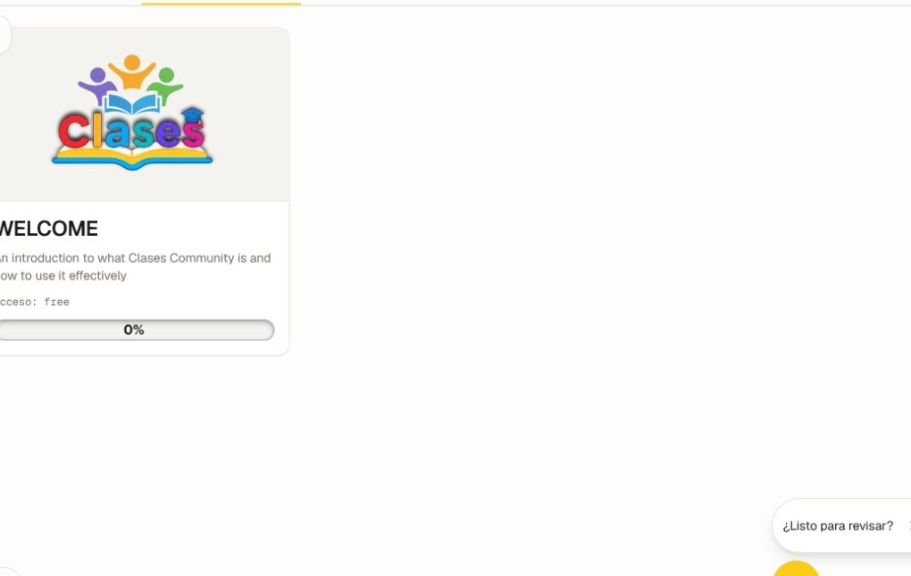 La Aula actual de la comunidad Welcome con el curso disponible para el miembro que ha iniciado sesión.