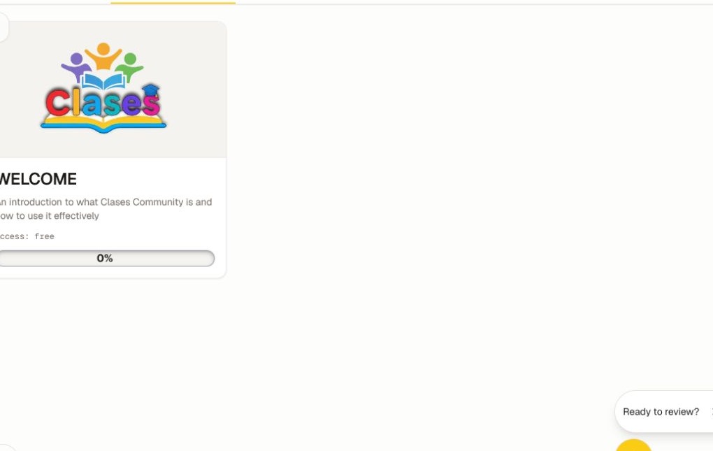 The current Welcome community Classroom with the course available to the signed-in member.